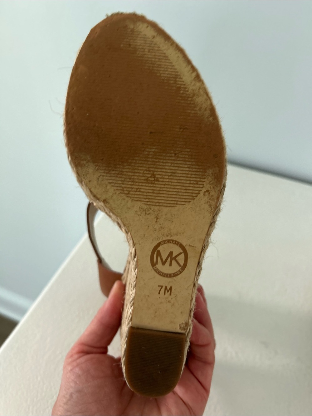 MICHAEL Michael Kors Brown Leather Espadrille Wedge Sandals with Gold Buckle - Picture 8 of 8